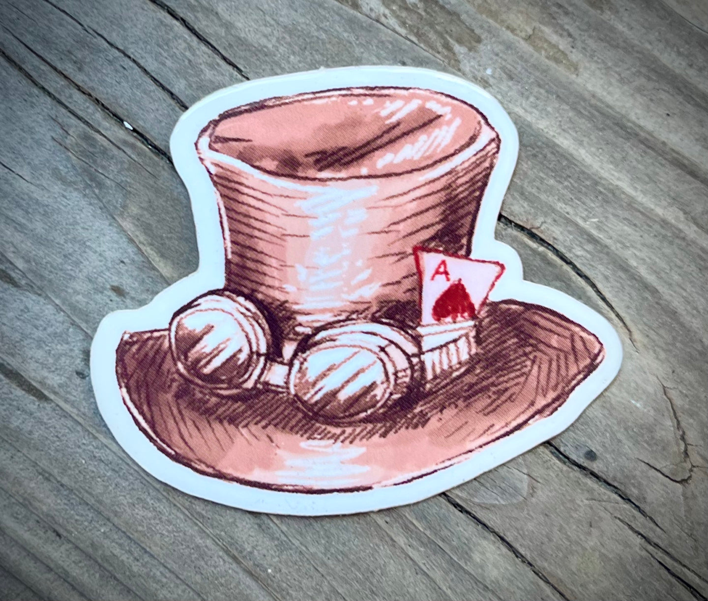 Mind Over Hatter Original Art Top Hat Logo Sticker (Sepia)