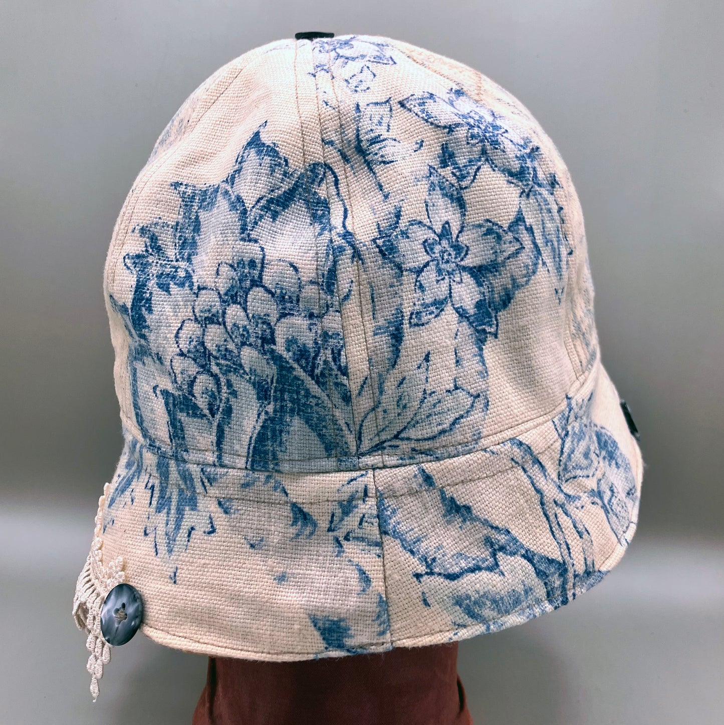 ROUND HAT Denim Round Hat With Lace Edge