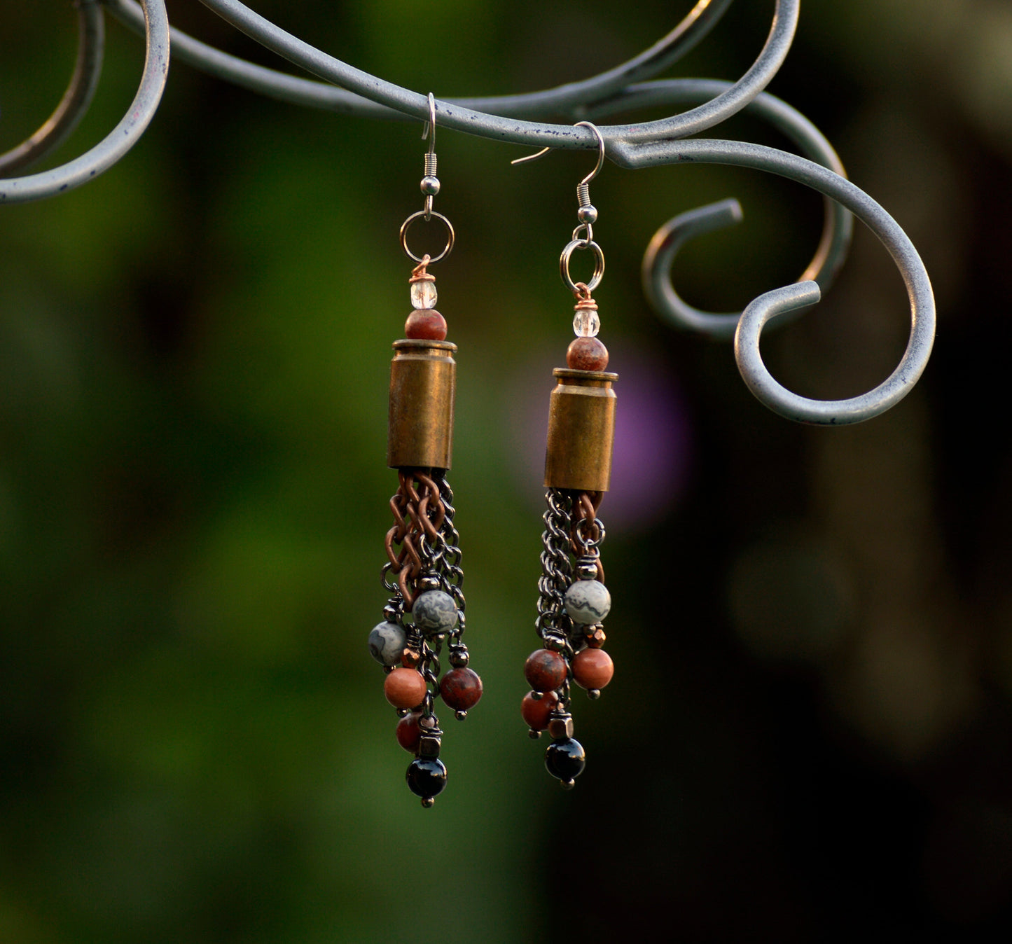 EARRINGS Bullet Shell and Beads Dangle Earrings