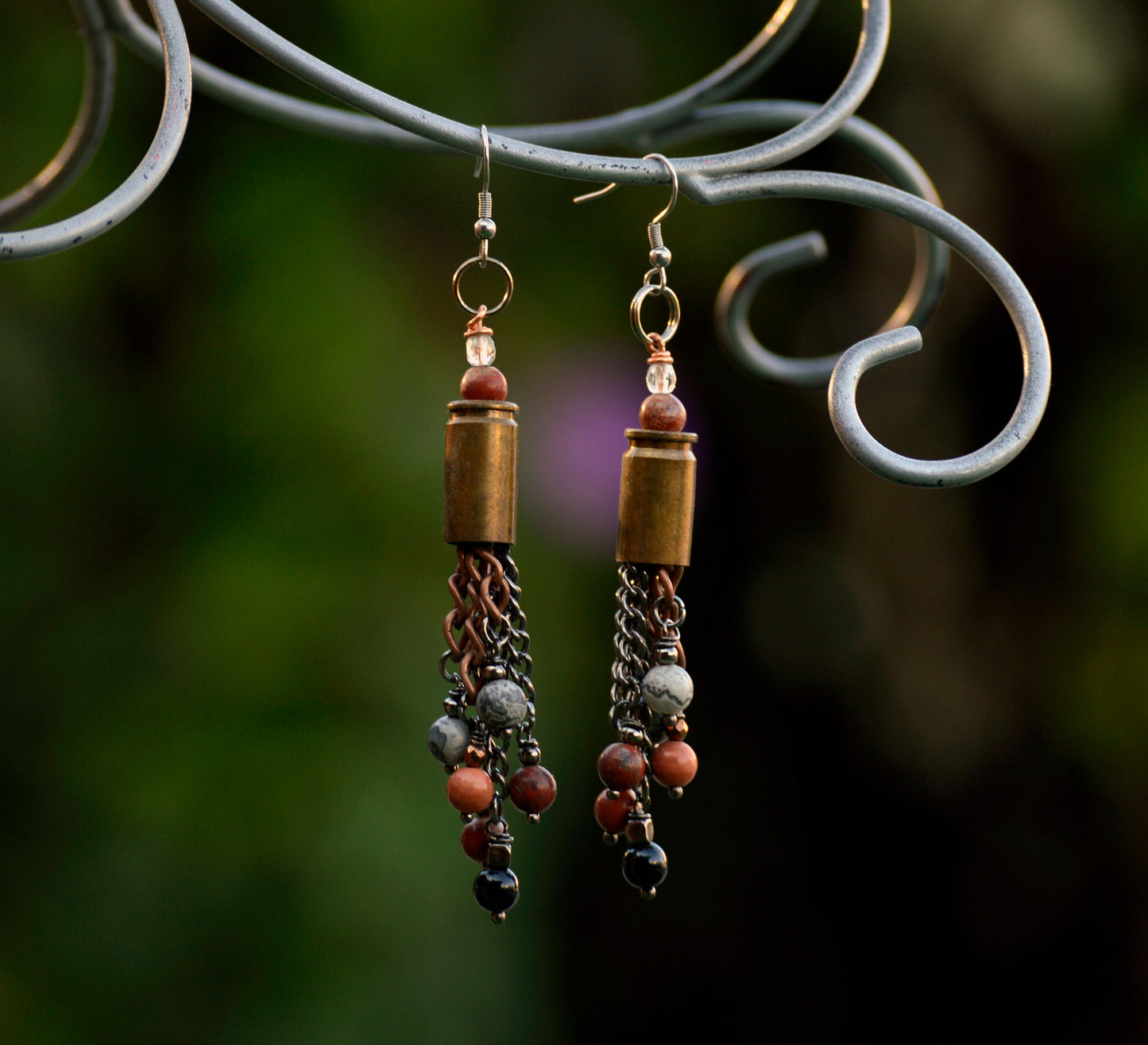 EARRINGS Bullet Shell and Beads Dangle Earrings