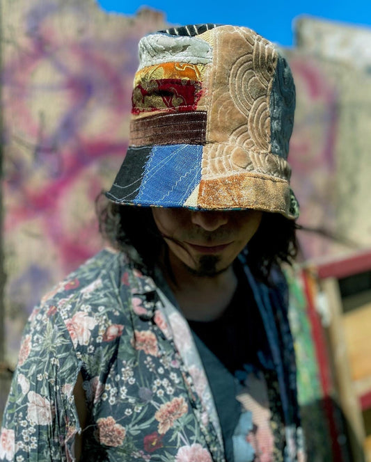 BUCKET HAT Postapocalyptic Patched Bucket Hat