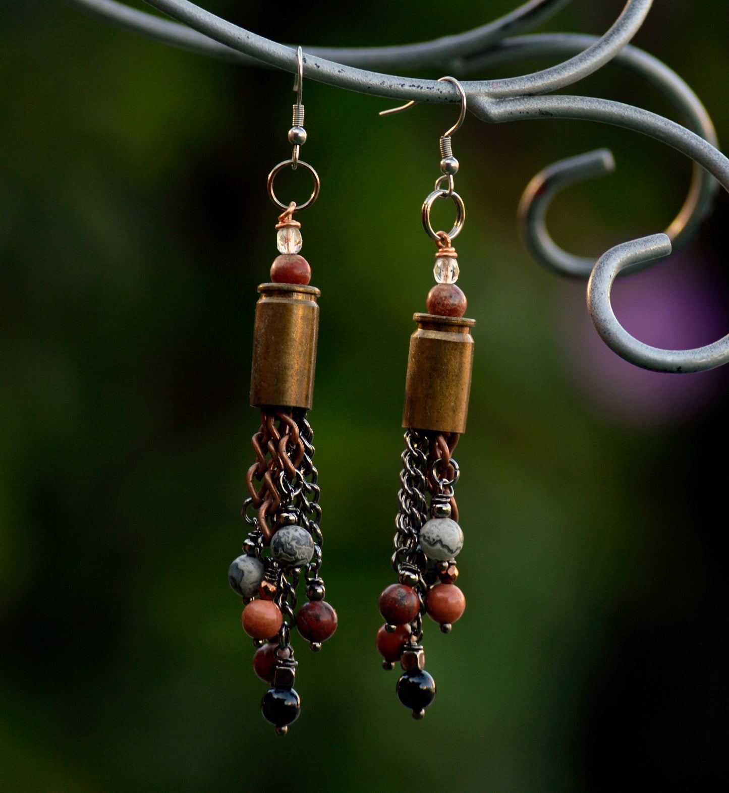 EARRINGS Bullet Shell and Beads Dangle Earrings