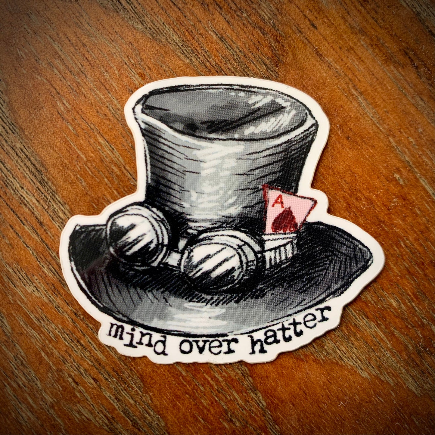 Mind Over Hatter NEW Original Art Top Hat Logo Sticker (Black)