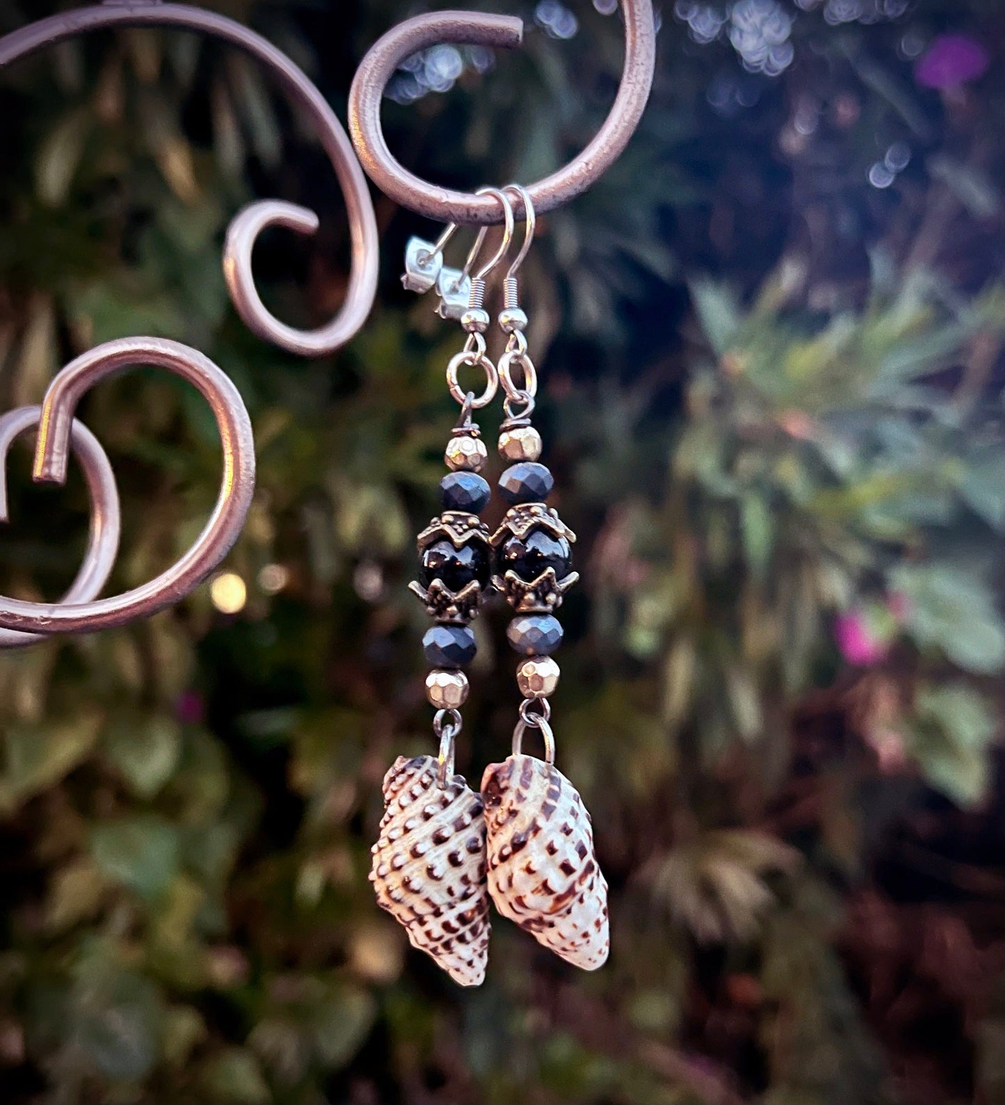 EARRINGS Beaded Dangle Earring Pair with Seashells