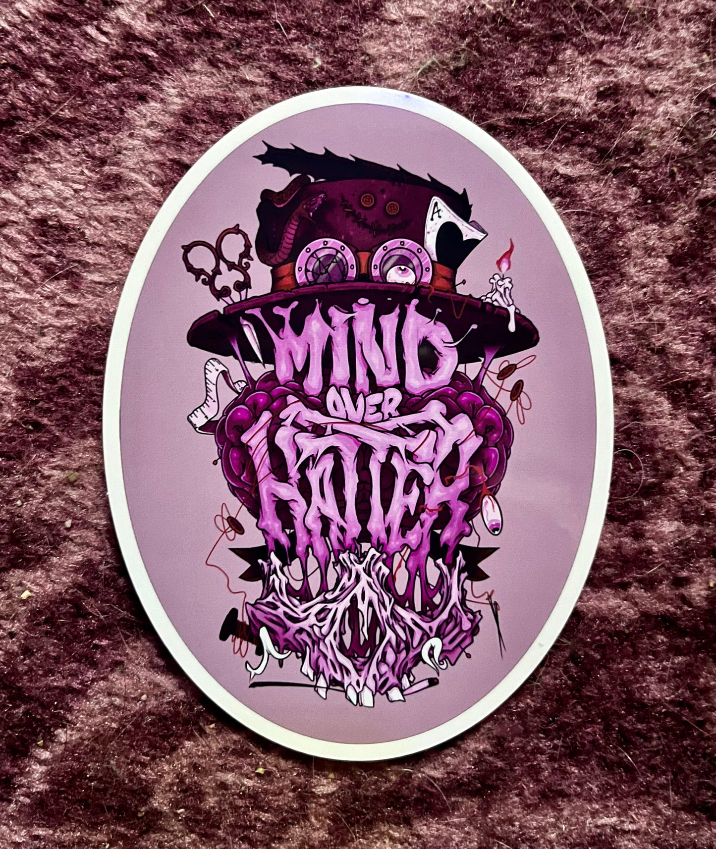 Mind Over Hatter Manifestation Monster Original Art Sticker